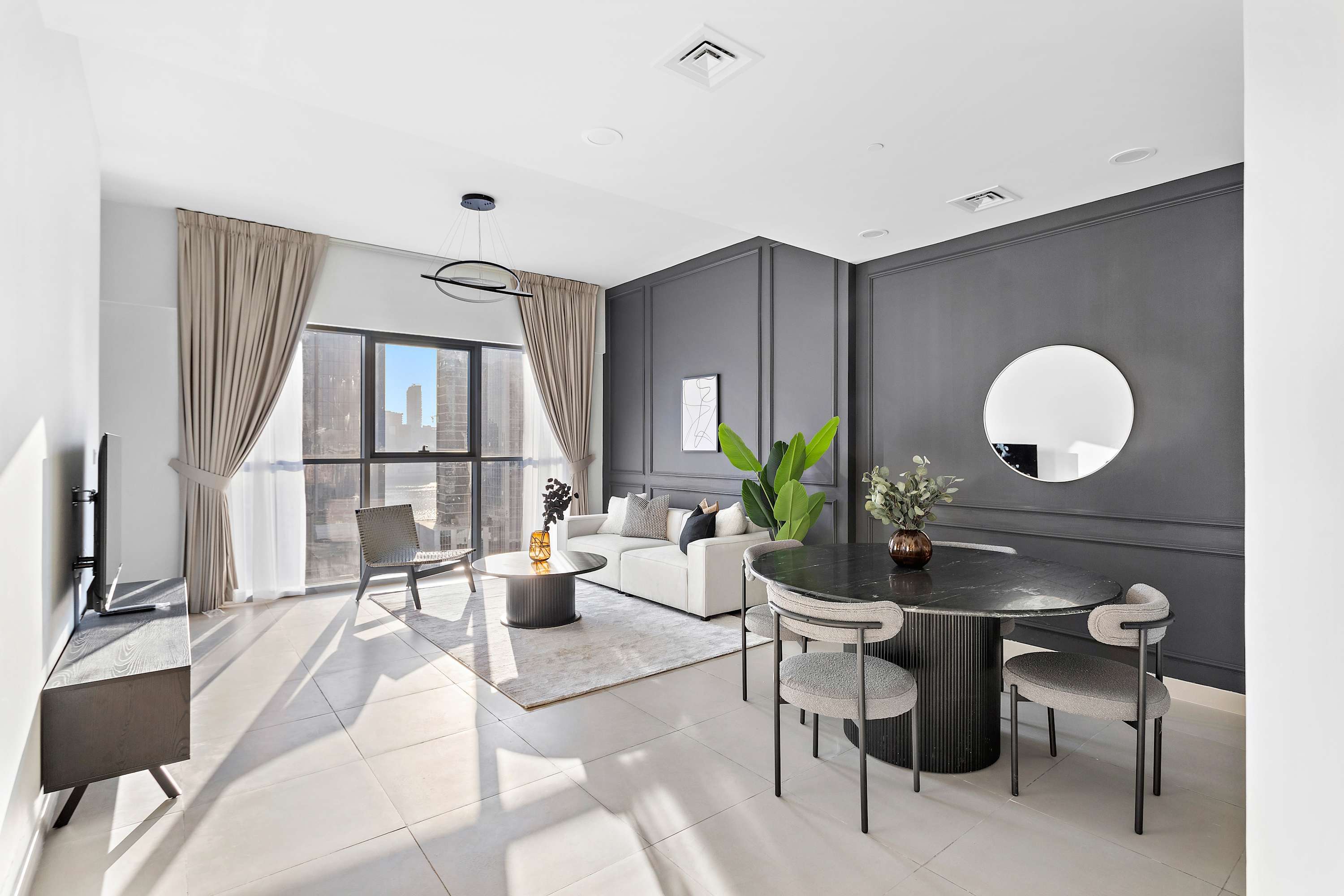 شقة أنيقة بغرفة نوم واحدة في برج بيلفيو مع إمكانية الوصول إلى المسبح